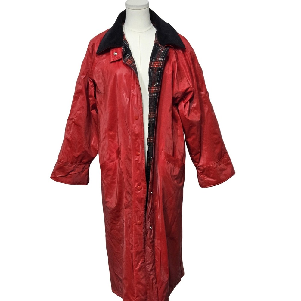 Tally-Ho Coat Womens Petite Medium Plaid‎ Lined Long Rain Jacket Vintage Style
